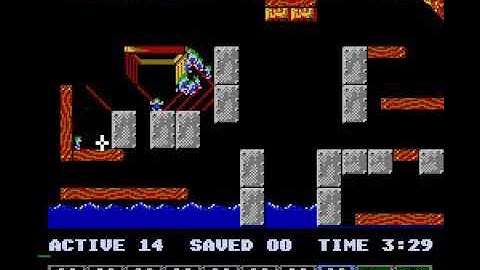 Lemmings NES Mayhem 20 They are clean and green (pause free solution)