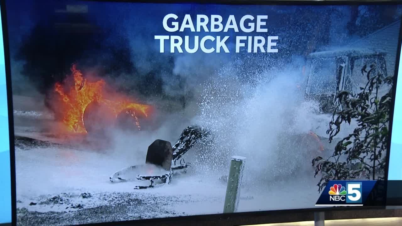 Crews put out garbage truck fire in Shelburne - YouTube