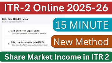 ITR 2 filing online AY 2025-26 for capital gain/loss on Share,Stock,MF | Share market ITR