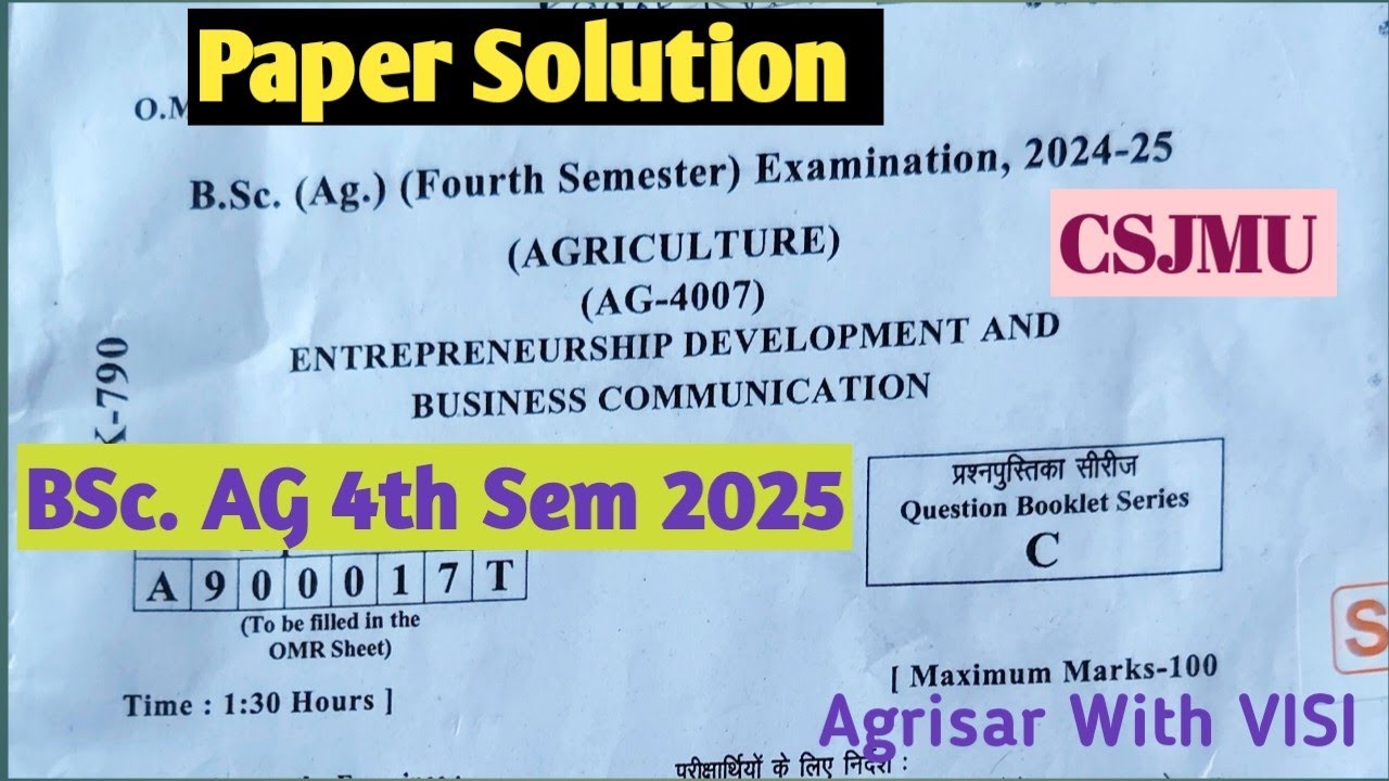 Entrepreneurship Development And Business Communication 4th Sem 2025 Paper Solution