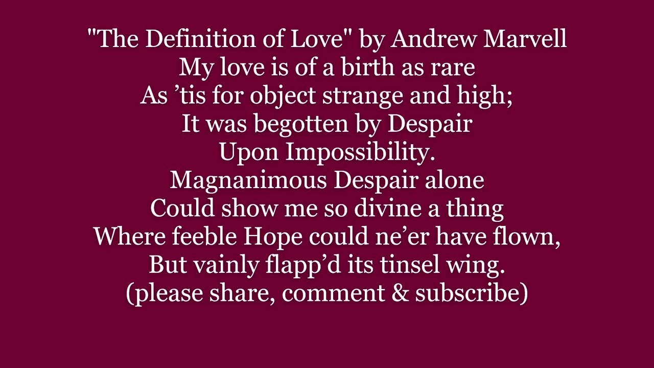 Watch The Definition of Love SONG by Andrew Marvell Lyrics Words text trending sing along song music on YouTube Watch The Definition of Love SONG by Andrew Marvell Lyrics Words text trending sing along song music on YouTube