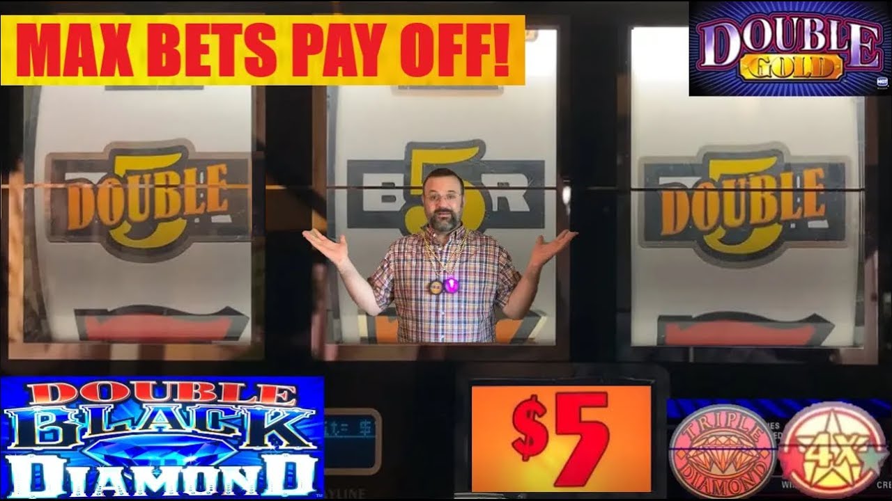 MAX Bets Pay off on High Limit Double Gold slots! Triple Double Diamond + White Star slot play!