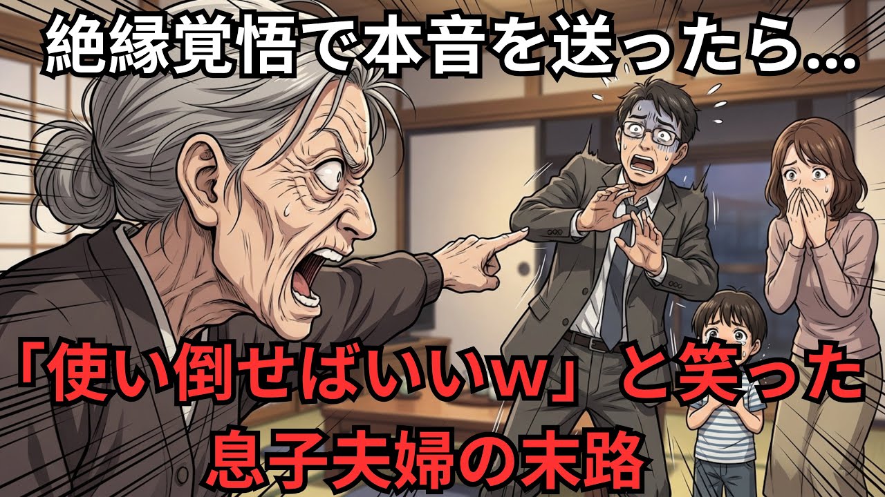 絶縁覚悟で本音を送ったら…「使い倒せばいいｗ」と笑った息子夫婦の末路