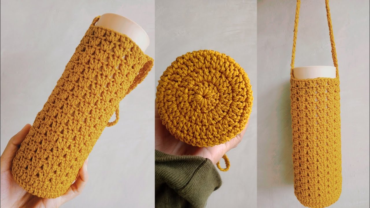 how to crochet a bottle holder for beginners | crochet bottle bag