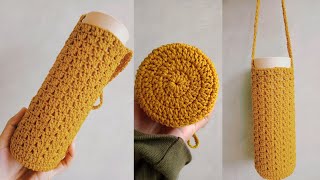 how to crochet a bottle holder for beginners | crochet bottle bag