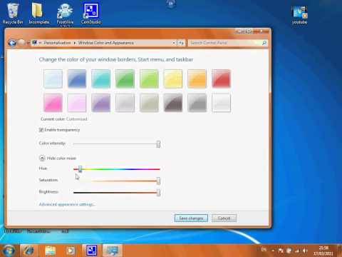 How to change the colour of your task bar ect.(windows 7)