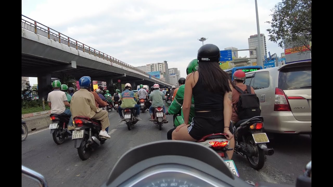 Traffic congestion on the way to Thanh Đa Island, Ho Chi Minh City, Vietnam