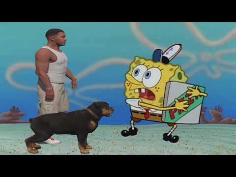 Franklin & Chop trying to get a pizza from Spongebob