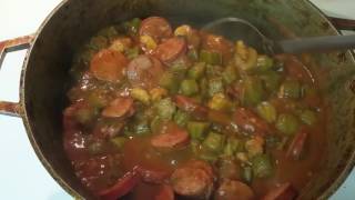 Smothered Okra With Shrimp And Sausage