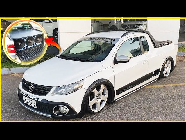 🔥 VW SAVEIRO CROSS G5 COM SOM REBAIXADA ARO 18 R Seven SUSPENSÃO A AR 