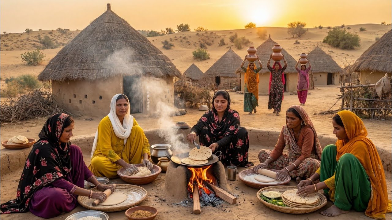 Desert Women Early Morning Routine in Winter Fog | Desert Village Life Pakistan | Pak India Border