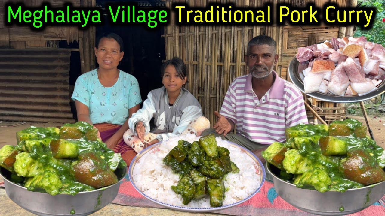 Pork and Cooked with Colocasia Leaves | Meghalaya Village Traditional Pork Curry | Village Life 