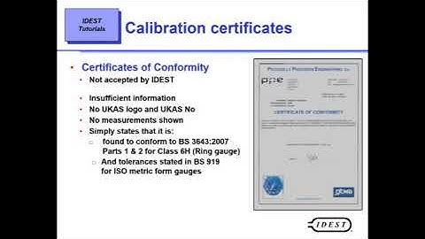 IDEST Ltd Tutorial No 1 - Understanding Calibration Certificates