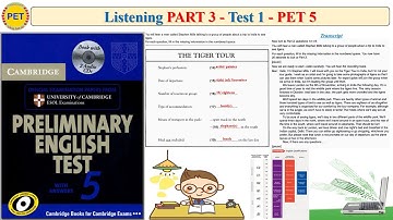 PET 5 Listening Part 3 Test 1 (Transcript + Key)