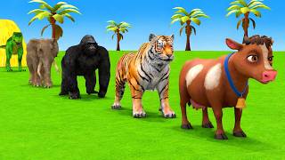 Long Slide Game With Cow Elephant Gorilla Hippopotamus Tiger 3d Animal Game Funny 3d Animals screenshot 1