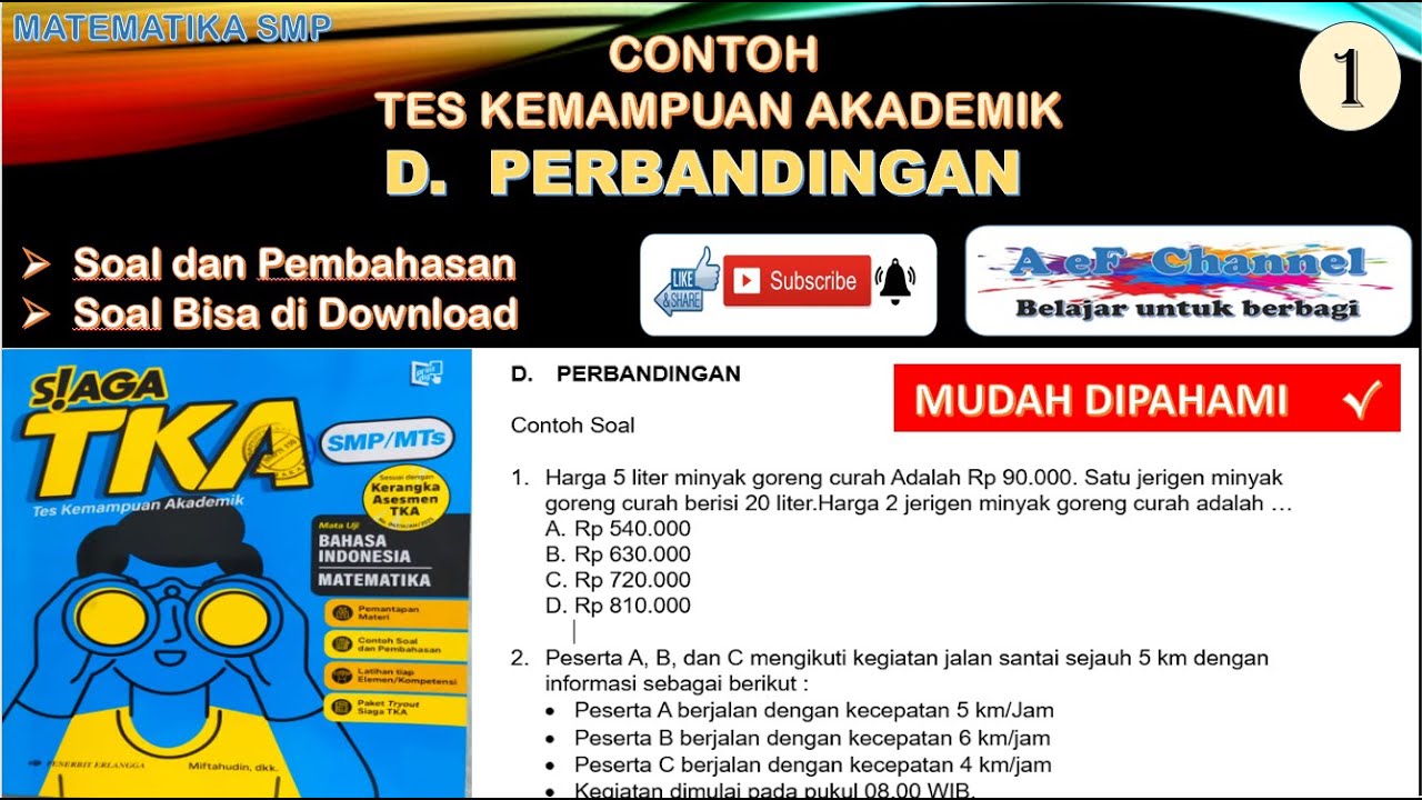 Contoh Soal TKA Perbandingan, Matematika SMP