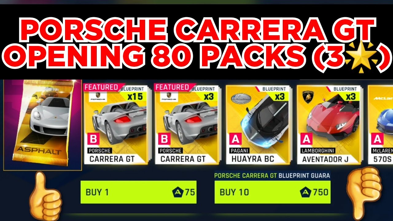 Asphalt 9 | PORSCHE CARRERA GT | Star up to 3 Stars | Opening 80 Packs | Check Drop Rates 👍