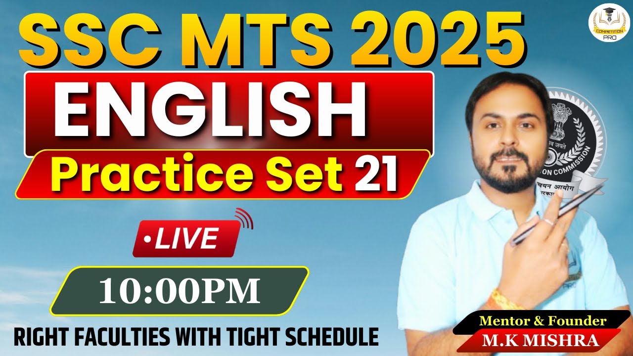 ENGLISH | Practice-21 | SSC MTS 2026 | SSC MTS Batch 2026 | SSC MTS Preparation 2026 By M.K Mishra