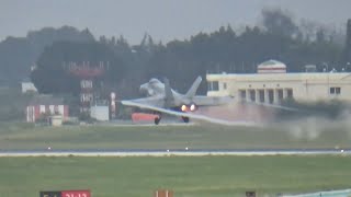 F-18 fighter jet takeoff from Malaga Airport | Afterburners during takeoff!!! [VERY LOUD!!!]