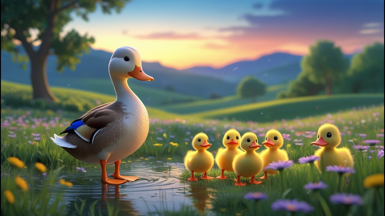 🌈 Five Little Ducks 🦆 | Kids Songs | Fun Animated Nursery Rhymes for Children