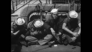 Celebrity D-day Sailors Give 'Em "HELL", smoking cigarettes, Omaha Beach Easy Red Sector, 16mm film, Profile