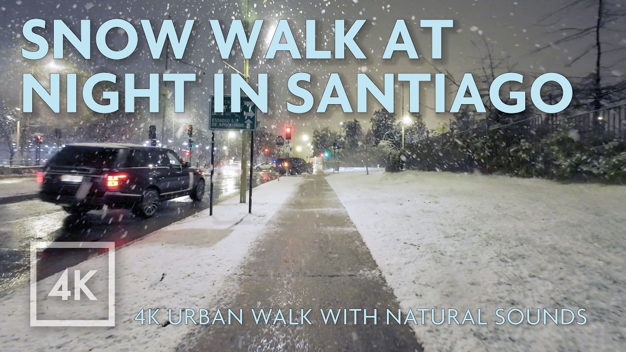 🇨🇱 Snow Walk at Night in Santiago, Chile ❄️🌙 | Relaxing Winter Walk 4K