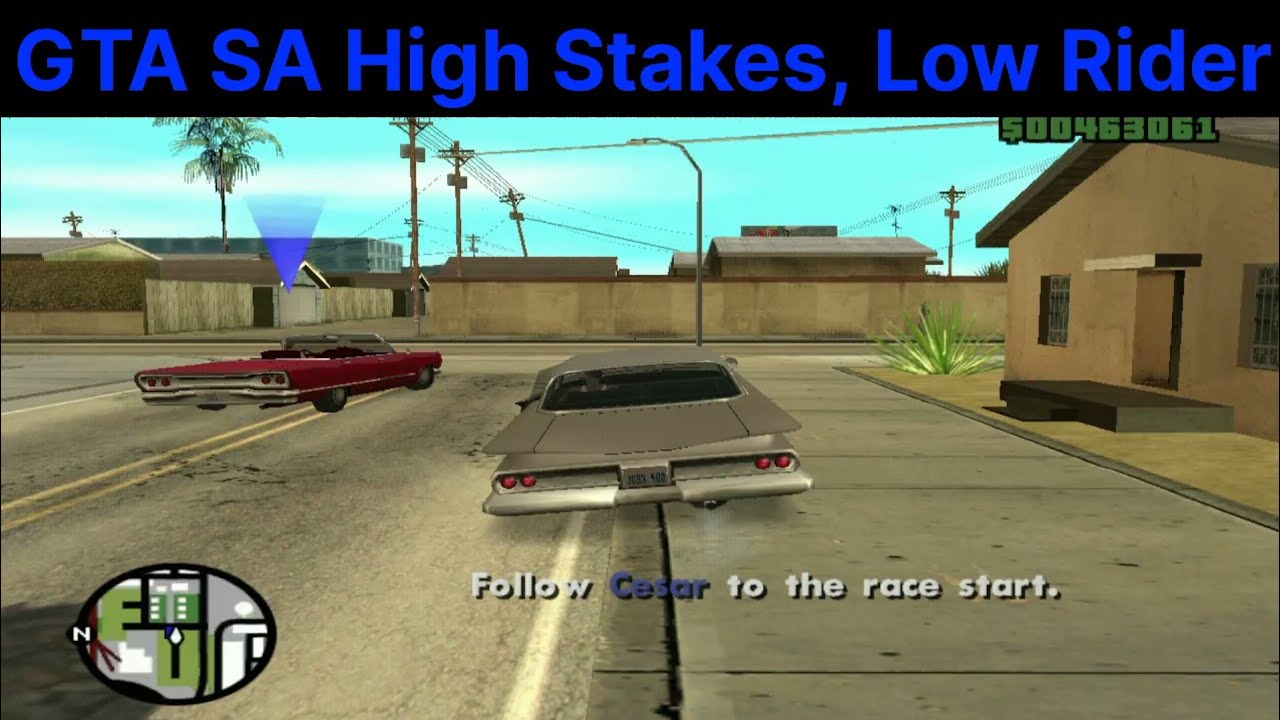 GTA SA High Stakes, Low Rider Follow Cesar To The Race Start Drive Onto