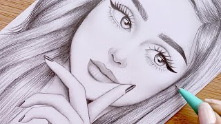 Pencil Sketch for beginners || How to draw a face  step by step || Girl Drawing