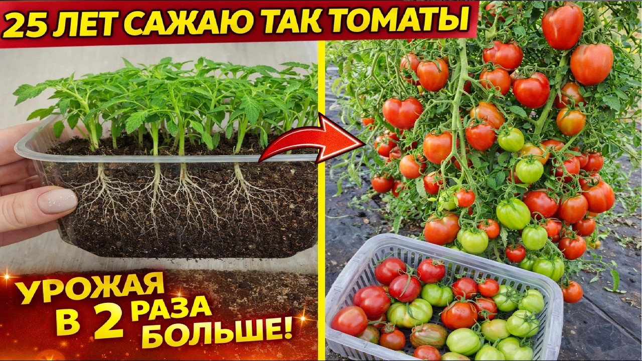 25 лет сажаю томаты таким способом! Рассада всегда низкая, здоровая и урожая в 2 раза больше!
