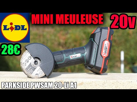 LIDL meuleuse dangle sans fil 20V parkside PWSAM 20-Li Cordless Angle Grinder Akku-Winkelschleifer @BricovideoOvh