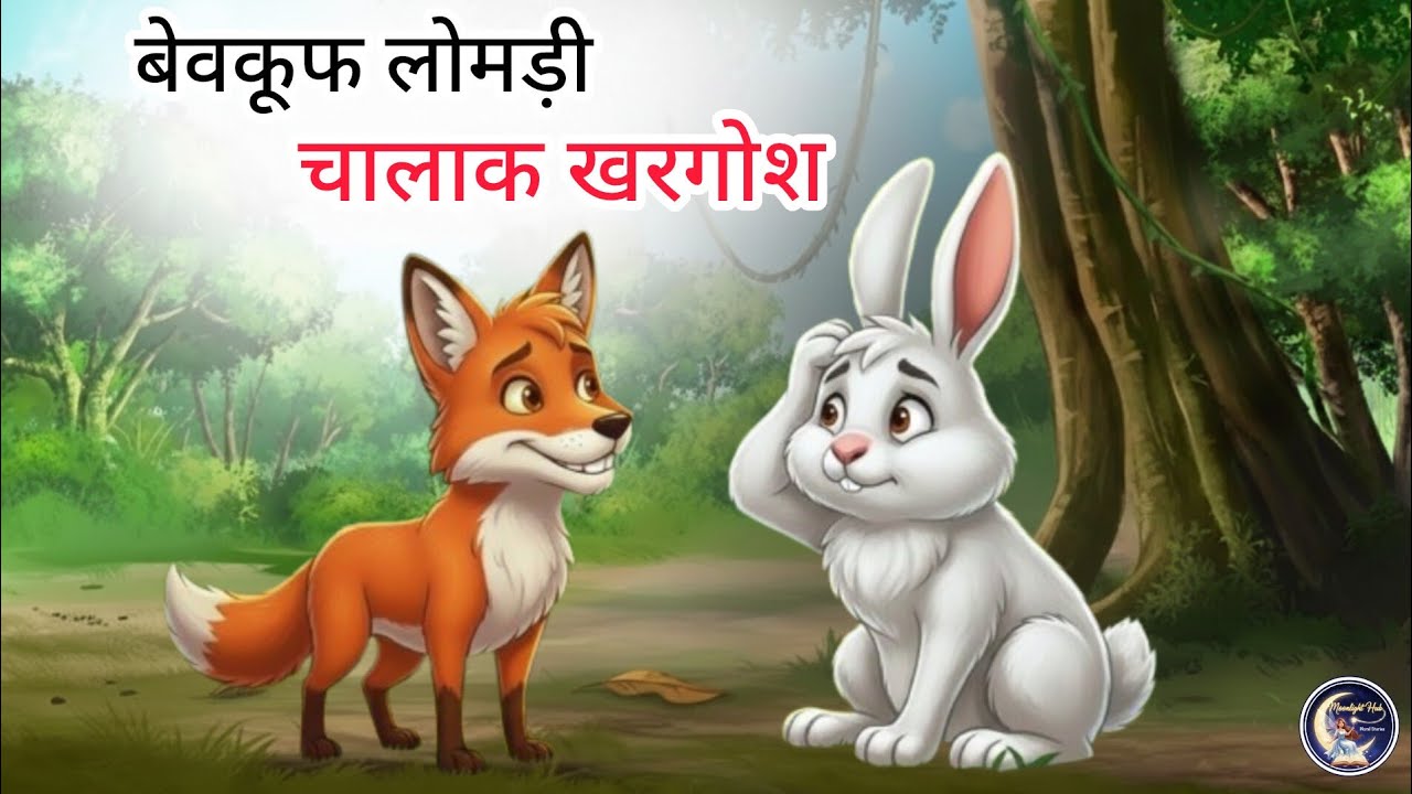 खरगोश और लोमड़ी की प्रेरणात्मक कहानी | bacho ki khani || cartoon | moonlight hub 99 