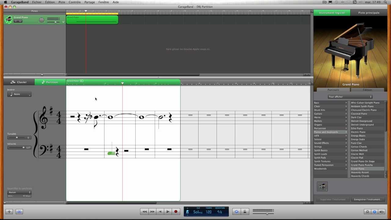 Garageband: Editer une partition - YouTube