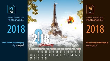 Professional Printable Calendar Design Free Download I Adobe Photoshop-Illustrator CC 2018 Tutorial