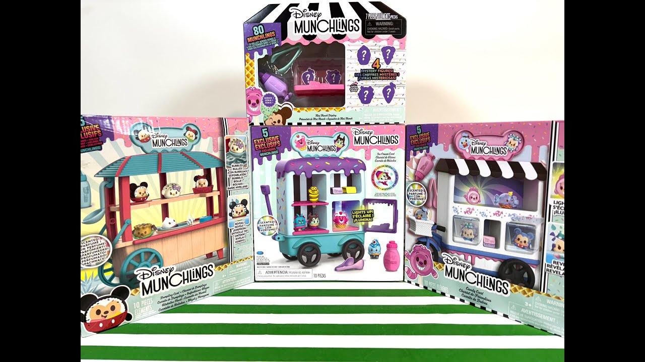 Unboxing Disney Munchlings! (Ice Cream Cart, Dumpling Cart, Candy Cart, & Mini Munch Display!