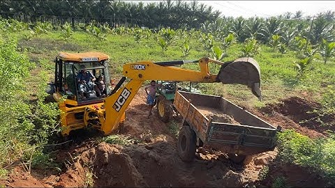 JCB 3DX Working to Loading Mud with John Deere 5050 D | jcb video
