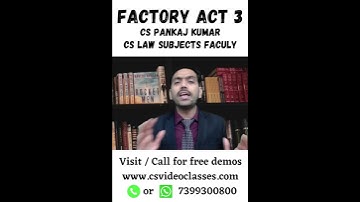 Factory Act 3 By CS Pankaj Kumar | CS Executive JIGL #csexecutive #csprofessional #cs #cspankajkumar