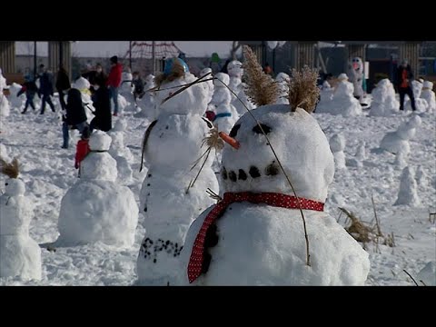 One thousand snowmen built in Poland to raise money for toddler