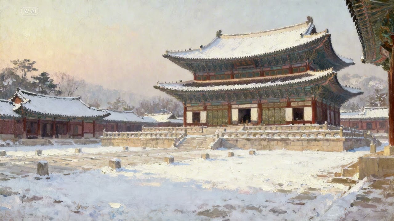 Korea Winter Palace & Cityscape | Seoul Incheon Suwon | Oil Painting Screensaver 4K