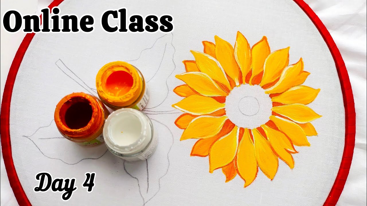 Online Class 4 Fabric Painting for Beginners Series 👩‍🎨 Day 4 Sunflower Painting on cloth