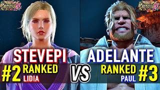 T8 🔥 STEVEPI (#2 Ranked Lidia) vs ADELANTE (#3 Ranked Paul) 🔥 Tekken 8 High Level Gameplay