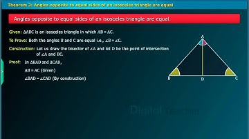 Angles opposite to Equal Sides of an isosceles Triangle are Equal, Class 9 Maths