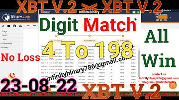 No Loss Digit Match Bot|| Binary Bot || Binary.com || Deriv.com || Deriv Bot || 23-08-22||XBT V.2