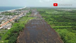 Drone Shot of Lekki Coastal Highway at Eleko beach area in Ibeju Lekki, Lagos  Nigeria