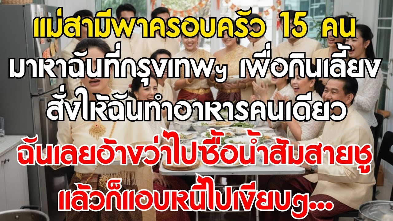 แม่สามีพา 15 คนมาฉลองปีใหม่ที่บ้าน และสั่งให้ฉันทำอาหารคนเดียว ฉัน..