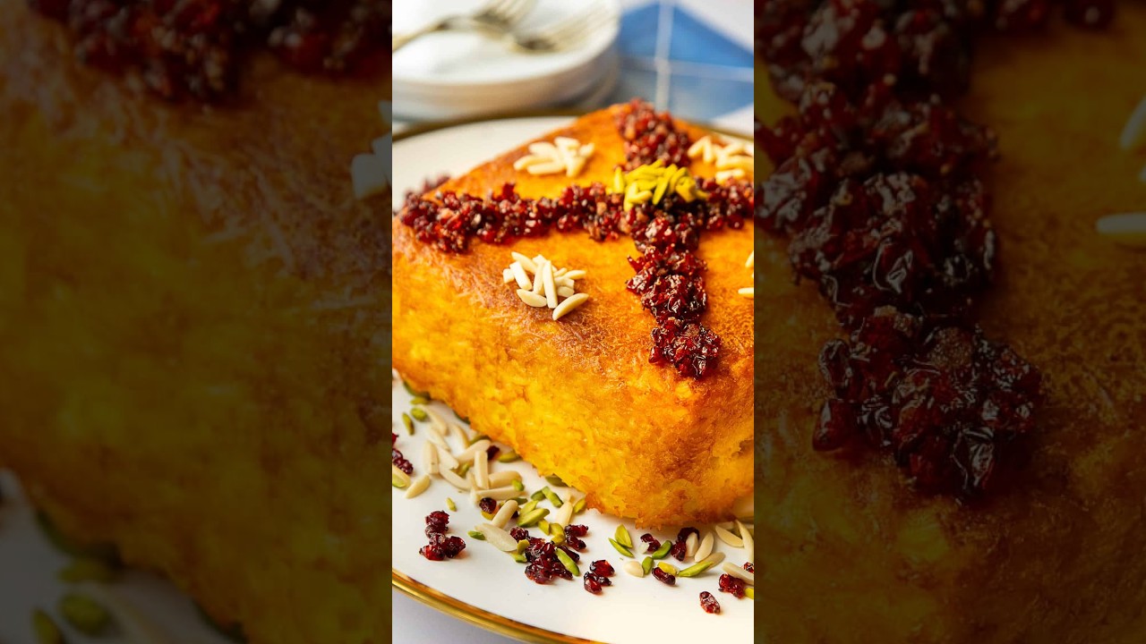 Persian Saffron Rice Cake with Chicken