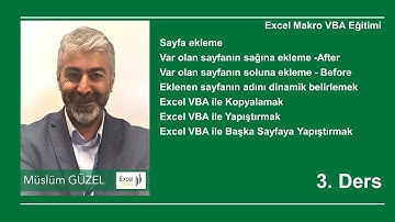 Excel Makro VBA 3. Ders Müslüm Güzel & Excel Okulum 67. video | Müslüm GÜZEL