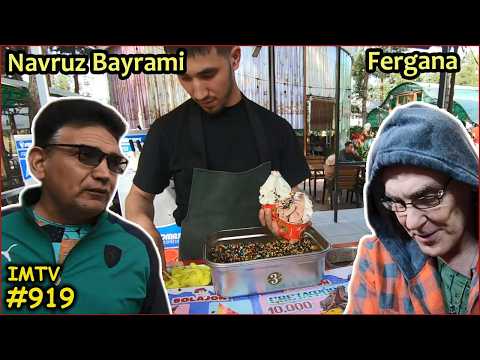 Navruz Holiday in Uzbekistan. Fergana. Festive Shopping and Park Walking