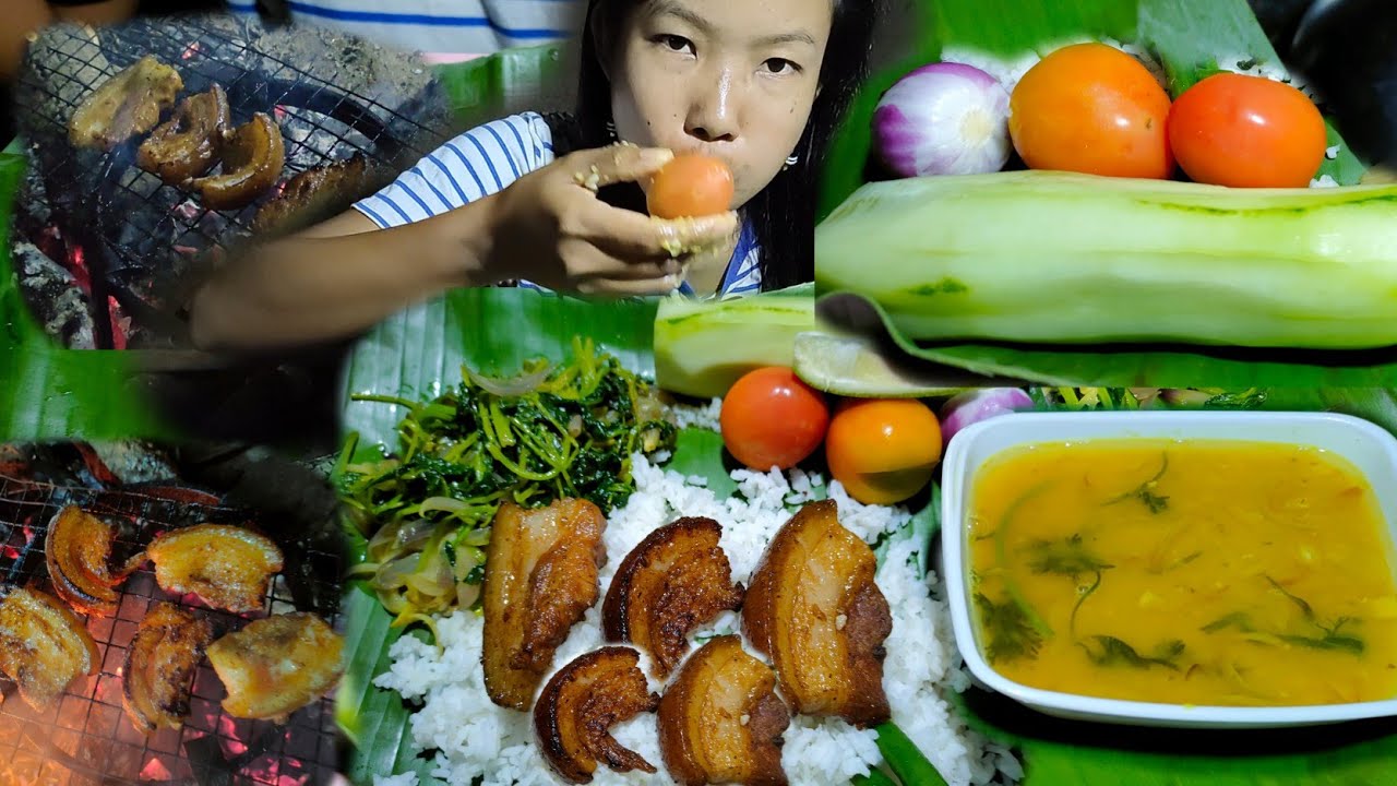 Dal, pork roast // Garo style eating show