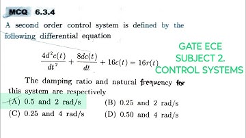 GATE ECE - Subject 2. Control Systems - Problem 5 - Damping Ratio and Natural frequency