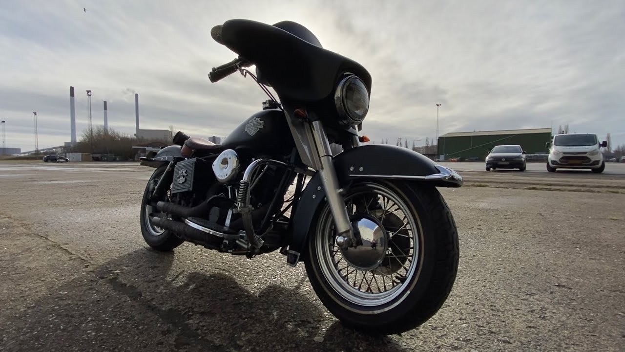 Cold start Harley Davidson FLH 1200 Shovelhead custom built 1976 - YouTube